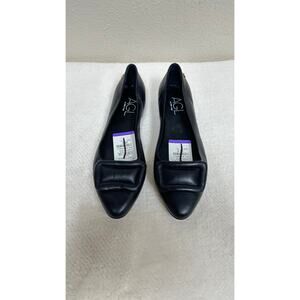 AGL Black Leather Pointed Toe Ballet Flats
